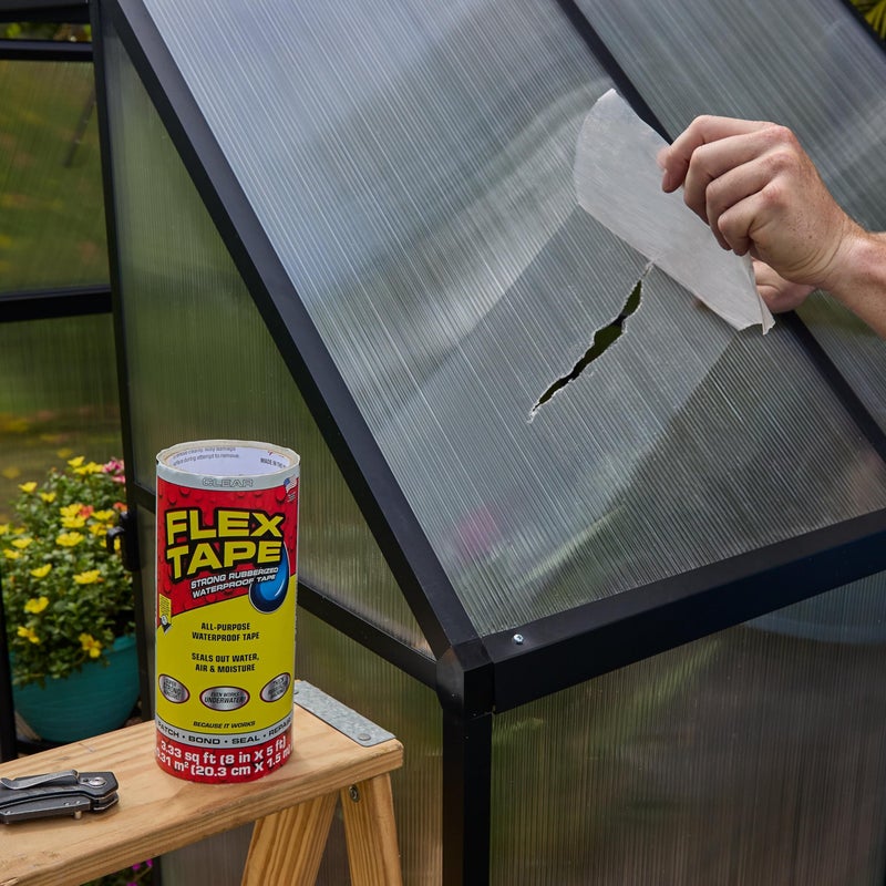 Flex Tape, Original Thick Flexible Rubberized Waterproof Tape - Seal and Patch Leaks, Works Underwater, Indoor Outdoor - Home RV Roof Plumbing and Pool Repairs, Clear, 8 in x 5 ft, Pack of 1 - Image 4